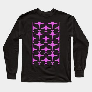 Rockwell B-1 Lancer - Pink & Black Pattern Unswept Design Long Sleeve T-Shirt